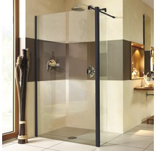 BREUER Douchewand met vast hoekelement Entra 140x200 cm zwart