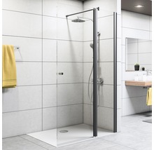 BREUER Douchewand met draaibaar element Entra montagezijde rechts 140x200 cm zwart