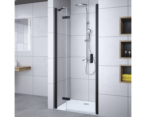 BREUER Nis douchedeur Panorama scharnierzijde links 80x200 cm zwart Badkamer met douchecabine, douchearmatuur en opbergplanken
