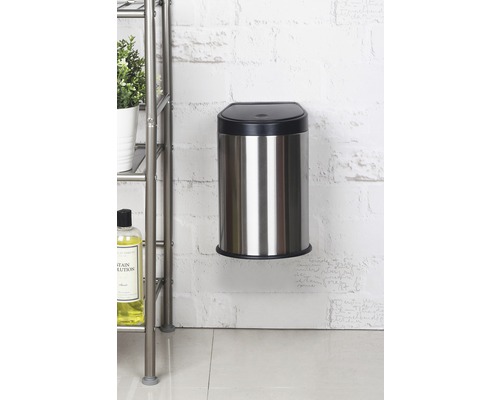 RVS wandafvalemmer met deksel voor wandmontage