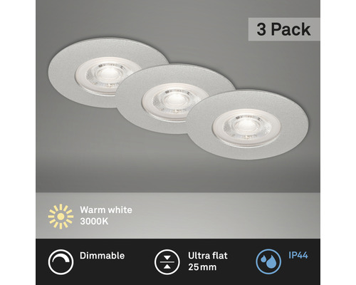 BRILONER LED Inbouwspot set 7047 Ø 90 mm chroom mat, 3 stuks