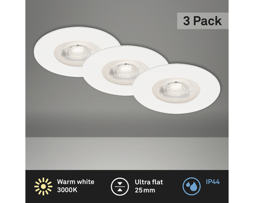 Set van drie witte, ronde LED-inbouwspots