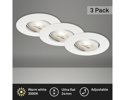 Drie ronde, verstelbare inbouwspots in een verpakking van 3 stuks