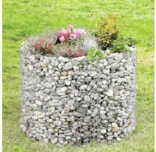 Gabionen plantenbak met planten op gazon