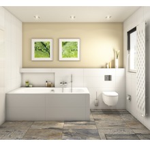 Lichte badkamer met bad, toilet en wastafel