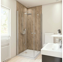 Moderne badkamer met douchecabine, wastafel en toilet