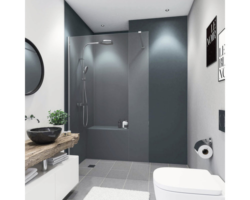 BREUER Doucheachterwand Decodesign antraciet 210x90 cm Moderne badkamer met douche, wastafel en toilet
