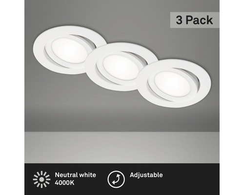 BRILONER LED Inbouwspot set 7114 Ø 106 mm wit, 3 stuks BRILONER LED Inbouwspot set 7114 Ø 106 mm wit, 3 stuks