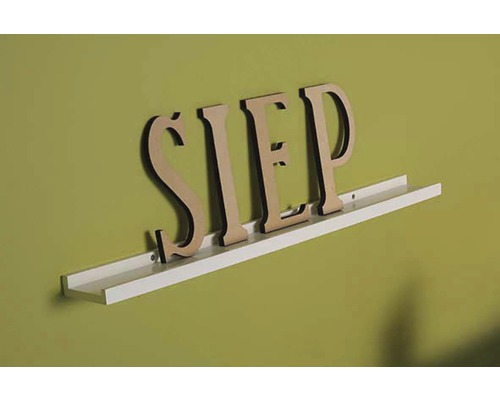 Wandplank met houten letters