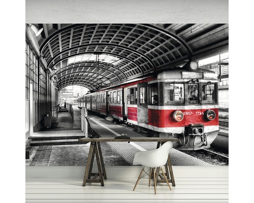 Fotobehang met een trein in het station