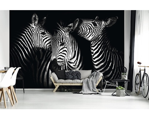 Fotobehang met zebra''s in de woonkamer
