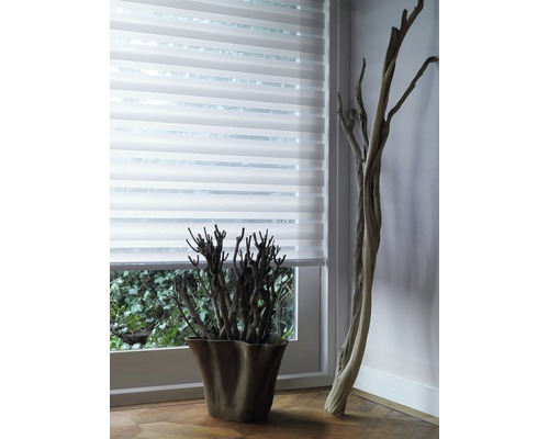 Rolgordijn in een kamer met decoratieve elementen voor het raam