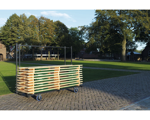 Transportwagen met houten panelen voor bouwbenodigdheden