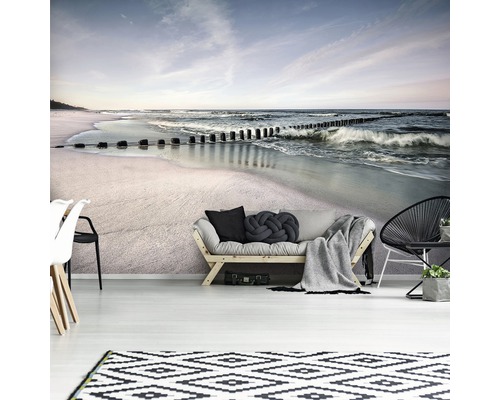 Foto-behang met strandmotief in de woonkamer