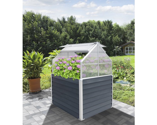 WESTMANN Kweekkast Store & Grow incl. opbergruimte antraciet 120x120x169 cm Verhoogde tuinbak met kasopzetstuk in de tuin