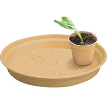 Kunststof plantenonderzetter met pot en plant