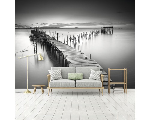 Fotobehang met steiger in zwart-wit voor interieurdecoratie