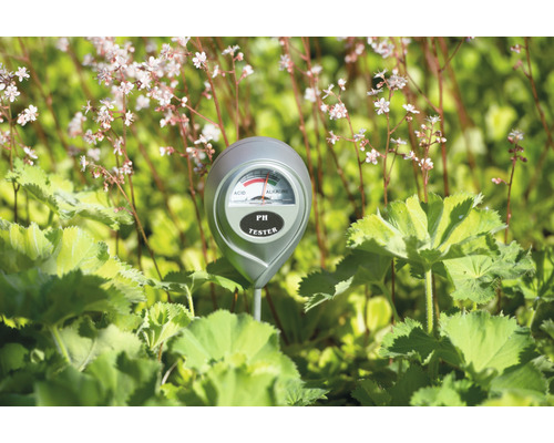 Een bodemtester voor pH-waarde meting in de tuin.