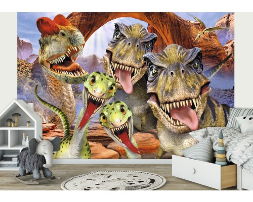 Fotobehang met dinosaurussen in een kinderkamer