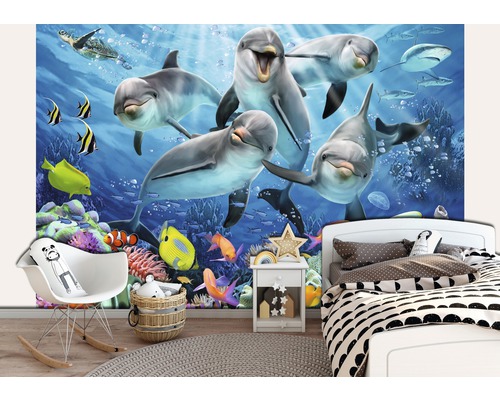 Kinderkamer met fotobehang met dolfijnenmotief