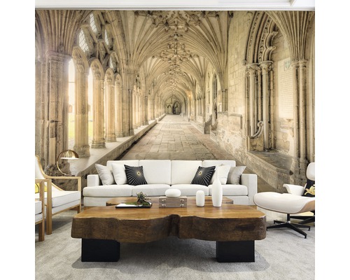 Fotobehang met historische stenen doorgang in een kamer