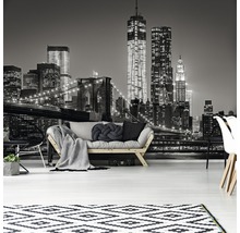 Woonkamer met fotobehang in New York design met brug en wolkenkrabbers