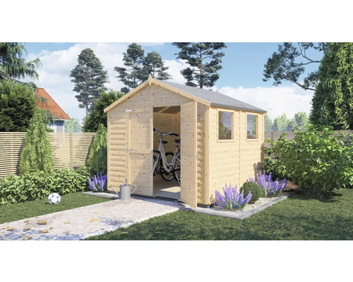 KONSTA Blokhut XL 19 mm incl. vloer onbehandeld, 244x239 cm KONSTA Blokhut XL 19 mm incl. vloer onbehandeld, 244x239 cm