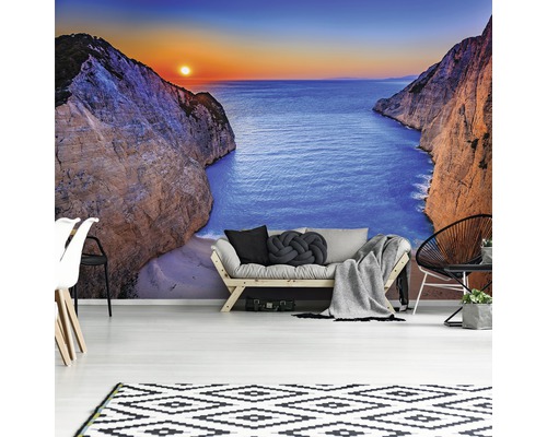Fotobehang met kustmotief in de woonkamer