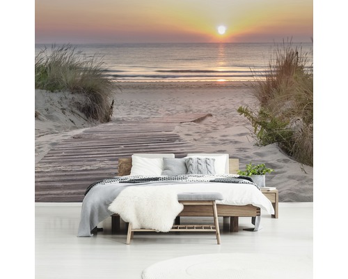 Fotobehang met strandmotief in de slaapkamer