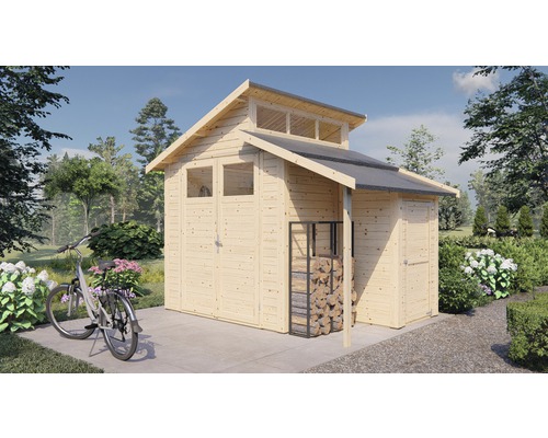 KONSTA Tuinhuis Studio set 2 incl. vloer en aanbouwkast onbehandeld vurenhout 328 x 240 cm