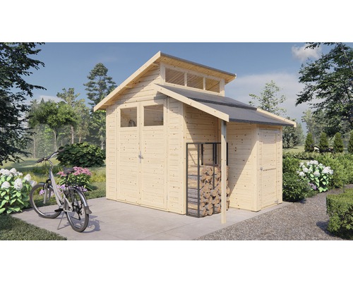 KONSTA Tuinhuis Studio set 2 incl. vloer en aanbouwkast onbehandeld, 290x202 cm