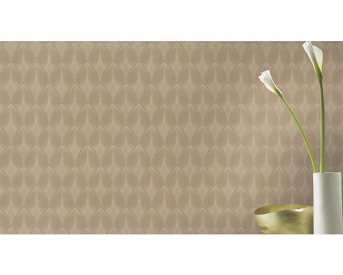 Behang met bladdessin in interieur