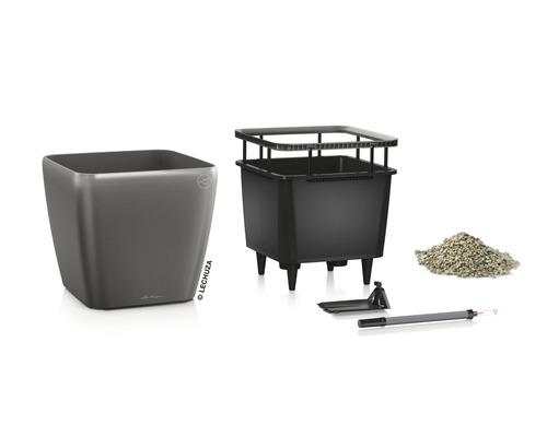 Bloempot met irrigatiesysteem, waterniveau-indicator en plantgranulaat