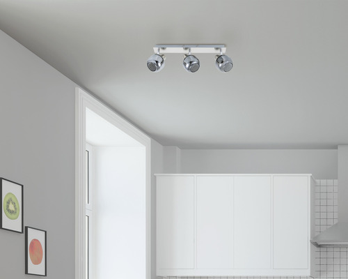 FLAIR Plafondspot Acubens 3-lichts nikkel/rookglas