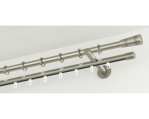 Dubbele gordijnroede met ringen en haken voor gordijnbevestiging