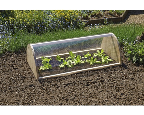 Houten en kunststof broeikas in de tuin