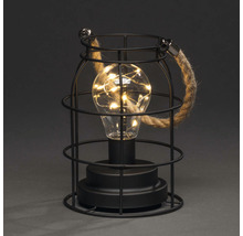 Decoratieve tafellamp met metalen kooi en gloeilamp met lichtsnoer