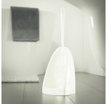 Toiletborstel met houder in badkamer