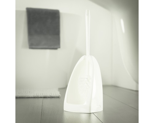 Toiletborstel met houder in badkamer