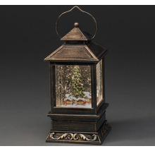 Decoratieve lantaarn met sneeuwbol en kerstboom