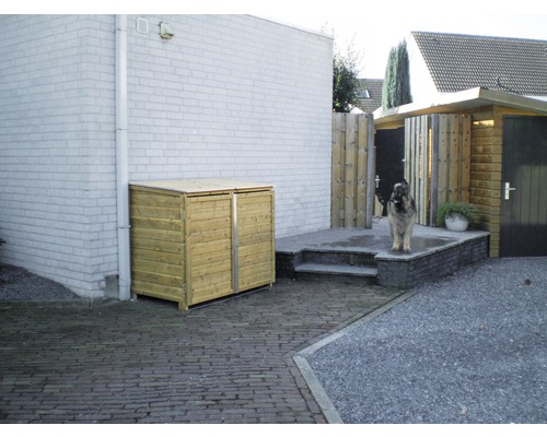 LUTRABOX Containerberging voor 2 containers 140/240/260 L, 150x90x125 cm Houten afvalbak voor het opbergen van afvalcontainers buitenshuis