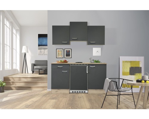 FLEX WELL Minikeuken met apparatuur Tiago basaltgrijs mat 150,5x60 cm FLEX WELL Minikeuken met apparatuur Tiago basaltgrijs mat 150,5x60 cm