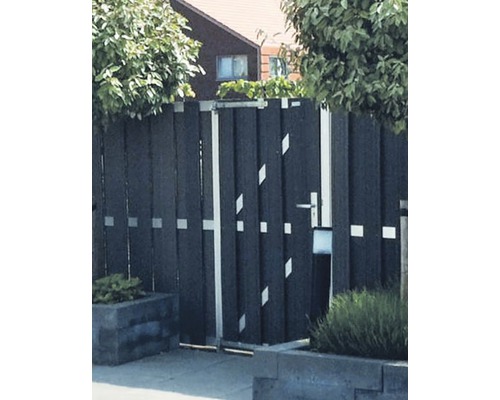 ELEPHANT Tuindeur Design WPC FSC antraciet/aluminium incl. deurbeslag 90x180 cm Houten en metalen hek met poort