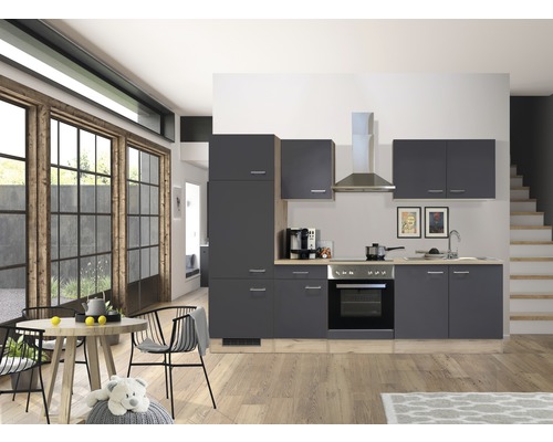 FLEX WELL Keukenblok met apparatuur Tiago basaltgrijs mat 270x60 cm FLEX WELL Keukenblok met apparatuur Tiago basaltgrijs mat 270x60 cm