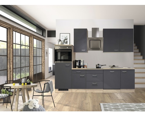 FLEX WELL Keukenblok met apparatuur Tiago basaltgrijs mat 280x60 cm FLEX WELL Keukenblok met apparatuur Tiago basaltgrijs mat 280x60 cm