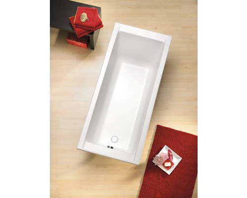 Rechthoekig ligbad van sanitairacryl met afvoergarnituur