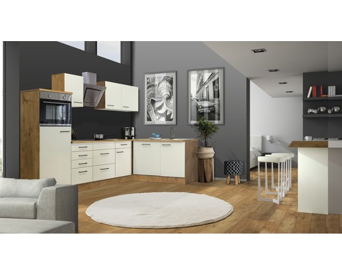 FLEX WELL Hoekkeuken met apparatuur Vintea magnolia mat 280x170 cm FLEX WELL Hoekkeuken met apparatuur Vintea magnolia mat 280x170 cm