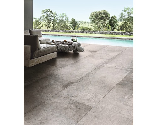 FLAIRSTONE Keramische terrastegel gerectificeerd grijsbeige, 120 x 60 x 2 cm