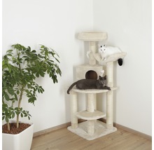 Kattenkrabpaal met twee katten en speelgoedmuizen in een kamer