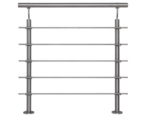 Roestvrijstalen leuning met vijf horizontale staven